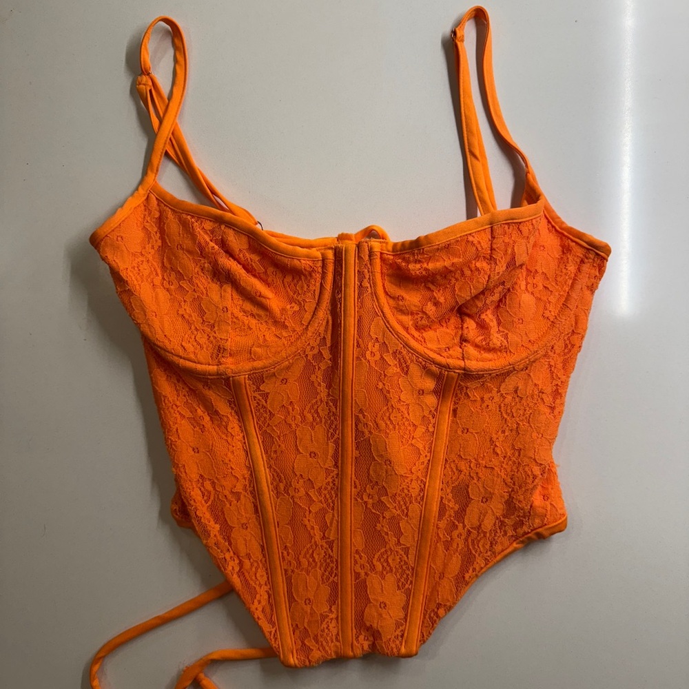 Orange Lace Corset Top